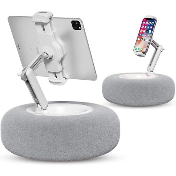 Soft Tablet Stand Pillow, 360° Adjustable Device Holder and Detachable Bowl Gray - Picture 1 of 5